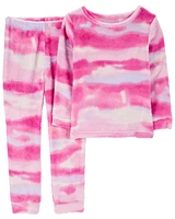 Kid 2-Piece Fuzzy Velboa Tie-Dye Pajamas