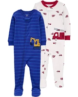 Toddler 2-Pack 100% Snug Fit Cotton Footie Pajamas