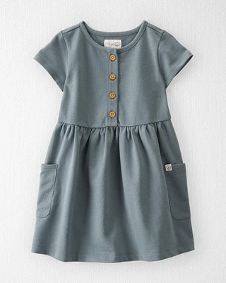 Toddler Organic Cotton Pocket Dress Aqua Slate