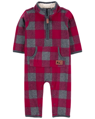 Baby Plaid Fleece Jumpsuit