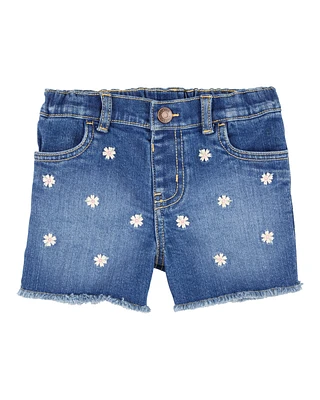 Baby Iconic Denim Short: Daisy Print