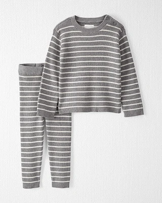 Toddler Organic Cotton Ribbed Sweater Knit Set Stripes