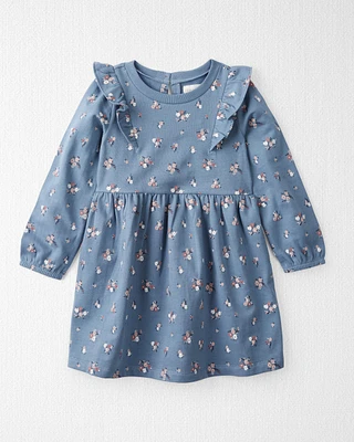 Toddler Long-Sleeve Ruffle Dress Made with Organic Cotton Floral Print