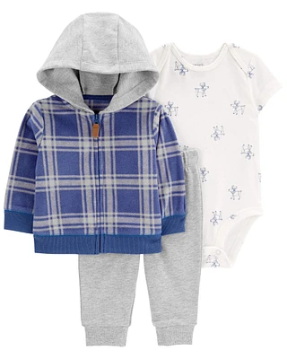 Baby 3-Piece Blue Plaid Little Jacket Set