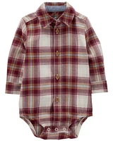 Baby Plaid Button-Front Bodysuit