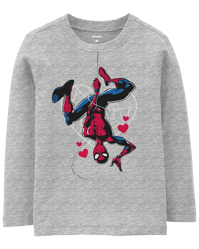 Toddler Spider-Man Valentine's Day Tee - Grey