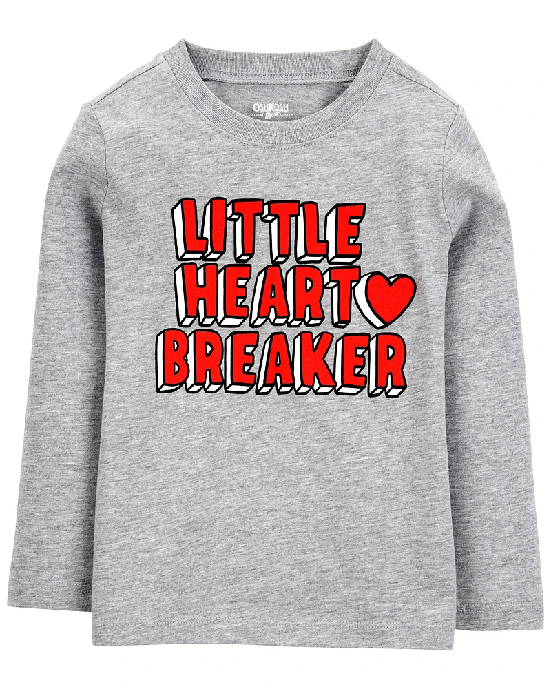 Toddler Little Heartbreaker Long-Sleeve Graphic Tee - Gray