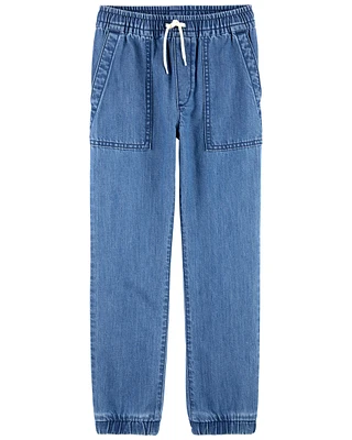 Kid Knit-Like Denim Drawstring Joggers