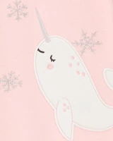 Toddler 1-Piece Narwhal Fleece Footie Pajamas