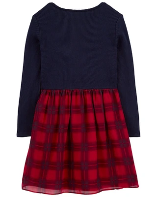 Kid Long-Sleeve Plaid Dress