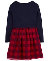 Kid Long-Sleeve Plaid Dress