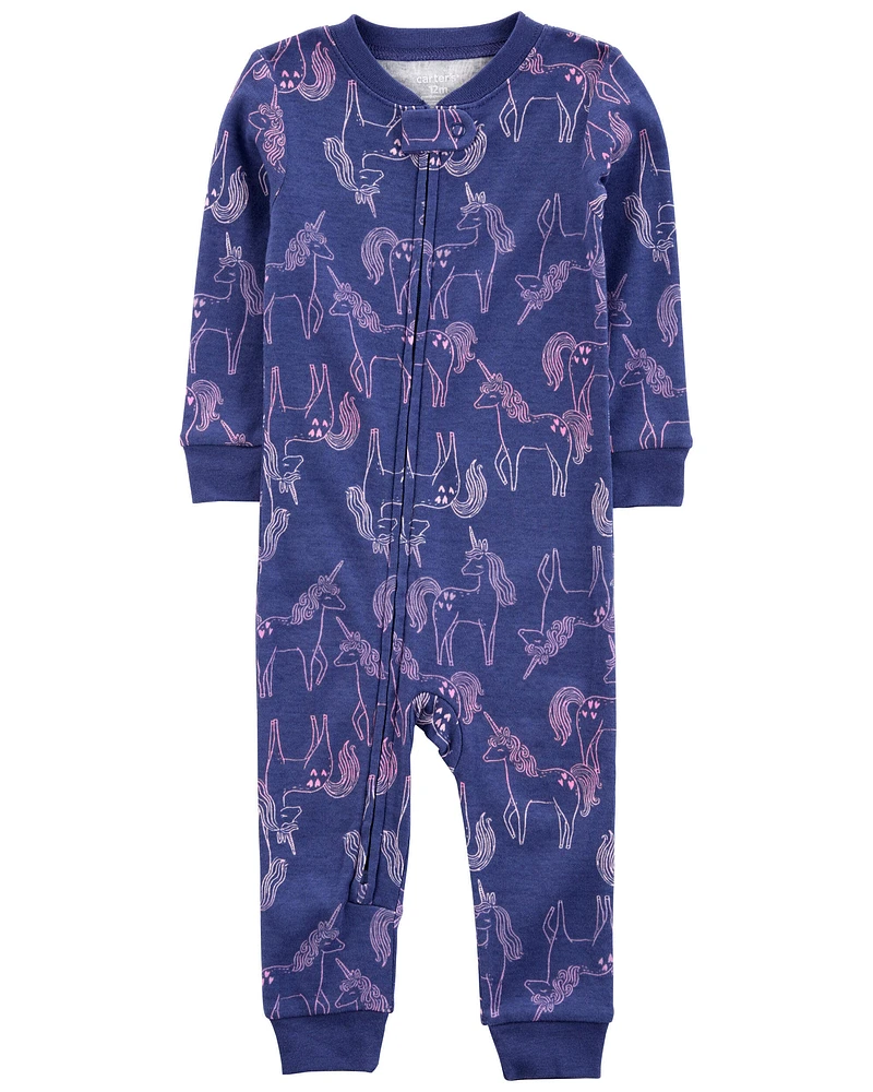 Toddler 1-Piece Unicorn 100% Snug Fit Cotton Footless Pajamas