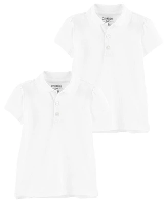 Toddler 2-Pack White Polo Uniform Shirt Set