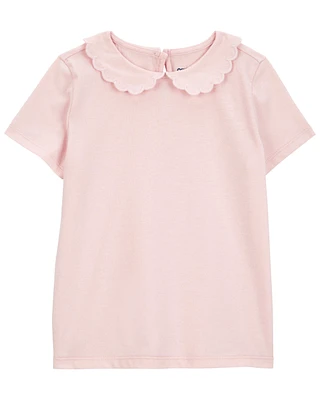 Toddler Scalloped Collar Short-Sleeve Top - Pink