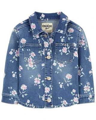 Toddler Floral Print Denim Jacket