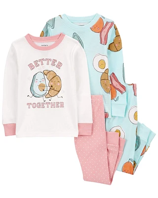 Baby 4-Piece Breakfast Print 100% Snug Fit Cotton Pajamas