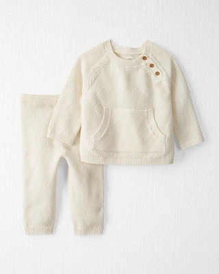 Baby Organic Cotton Sweater Knit Pullover Set Cream