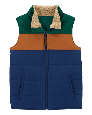 Kid Colorblock Zip-Up Puffer Vest