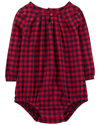 Baby Long-Sleeve Plaid Bodysuit