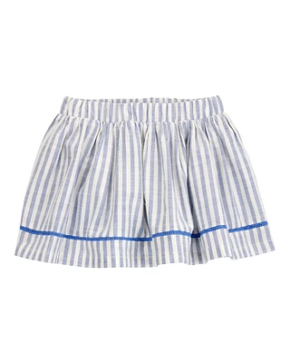 Baby Striped Pull-On Linen Look-Alike Skort