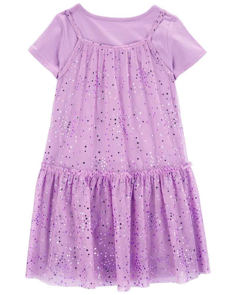 Kid Sparkly Star Tulle Dress Set