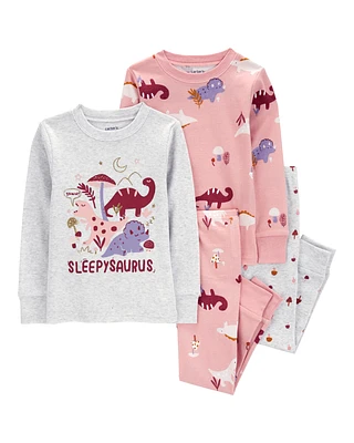 Baby 4-Piece Dinosaur Cotton Blend Pajamas