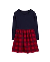 Kid Long-Sleeve Plaid Dress