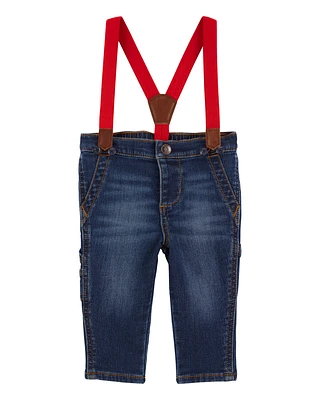 Baby Knit Denim Suspender Jeans