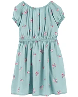 Toddler Floral Print Smocked Dress