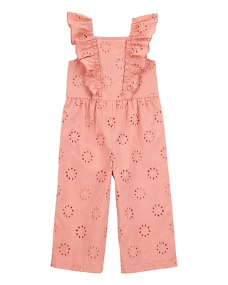 Toddler Eyelet Flutter Jumpsuit - Pink