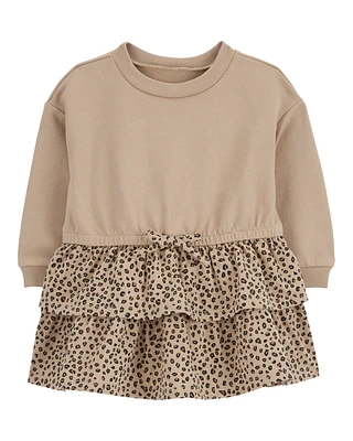 Baby Leopard Ruffle Long-Sleeve Dress