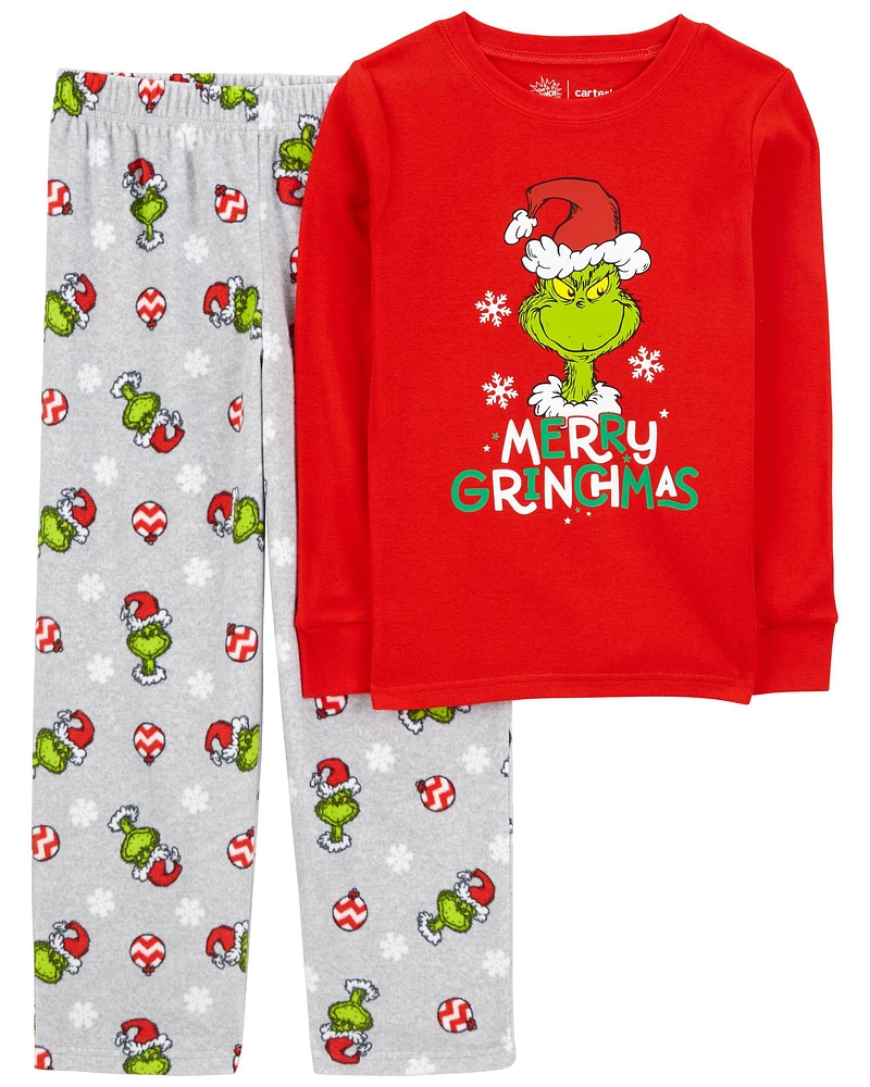 Kid 2-Piece Christmas Grinch Cotton & Fleece Pajamas