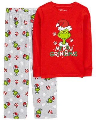 Kid 2-Piece Christmas Grinch Cotton & Fleece Pajamas