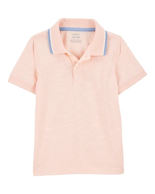 Toddler Ribbed Collar Polo Shirt - Pink