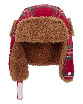 Toddler Plaid Fuzzy Trapper Hat