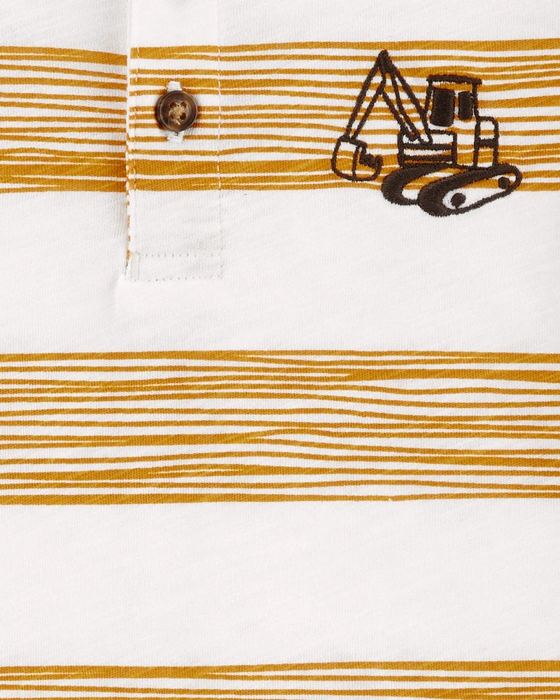 Baby Construction Striped Henley Tee