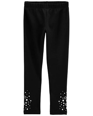 Kid Glitter Star Cozy Fleece Leggings