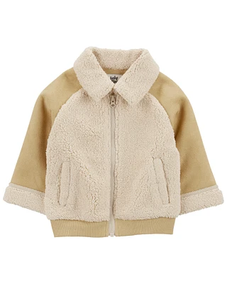 Baby Colorblock Fleece & Sherpa Jacket - Tan