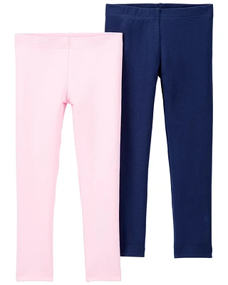 Baby 2-Pack Light Pink & Navy Leggings