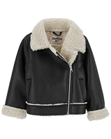 Toddler Faux Leather and Sherpa Jacket