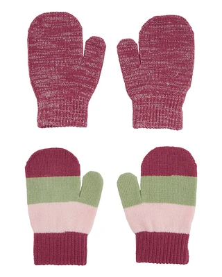 Toddler 2-Pack Striped Mittens