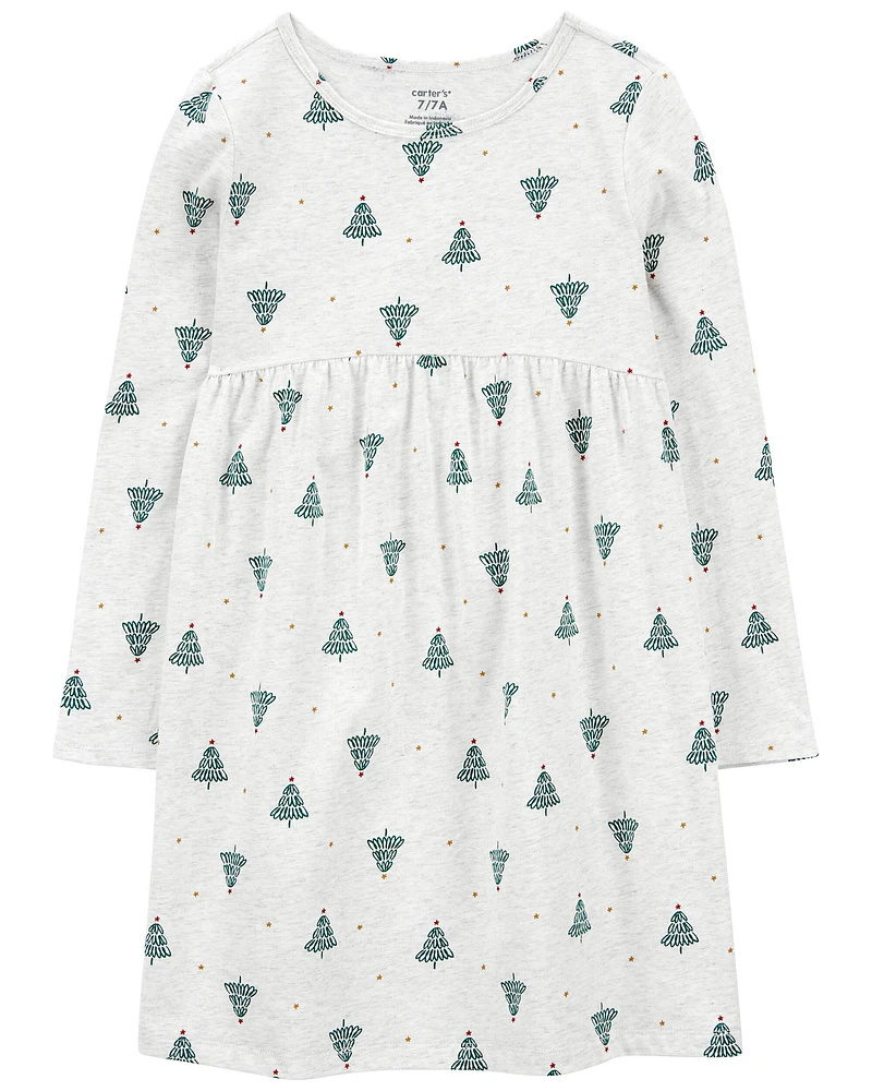 Kid Christmas Tree Jersey Dress