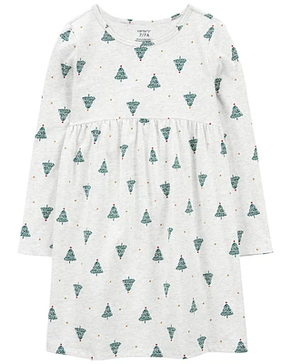 Kid Christmas Tree Jersey Dress