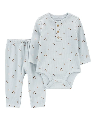 Baby 2-Piece Acorn Print Thermal Bodysuit Pant Set