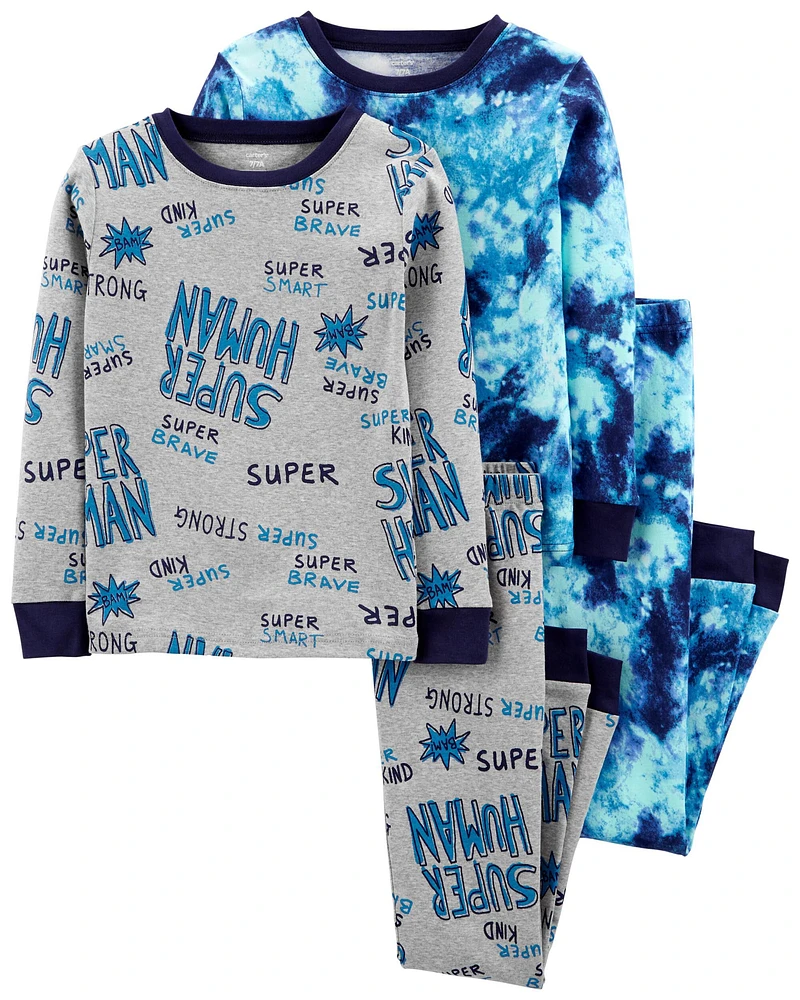 Kid 4-Piece Super Human Tie Dye Pajamas