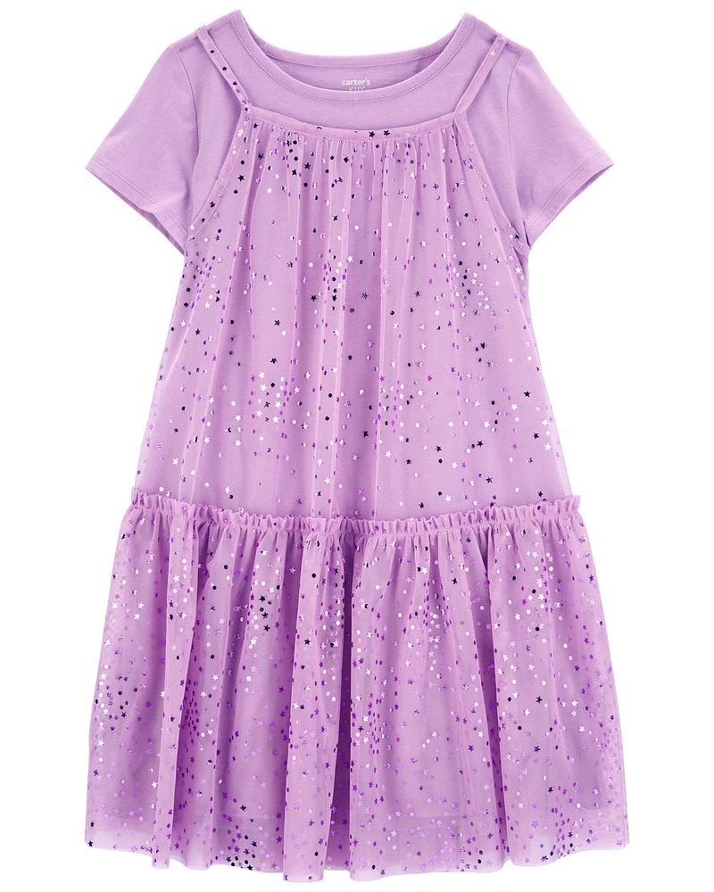 Kid Sparkly Star Tulle Dress Set