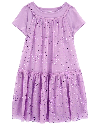 Kid Sparkly Star Tulle Dress Set