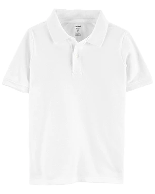 Kid White Piqué Polo Shirt