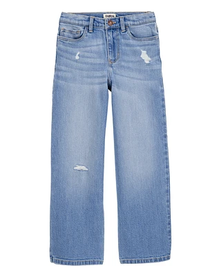 Kid Iconic Denim Wide-Leg Jeans: Rip & Repair Remix