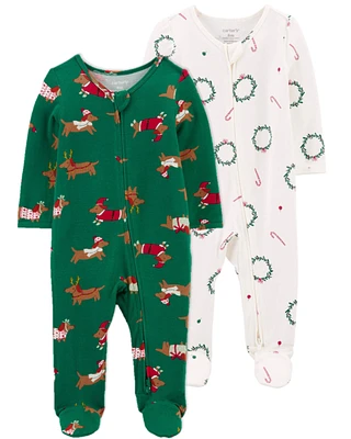 Baby 2-Pack Christmas Zip-Up PurelySoft Sleep & Play Pajamas